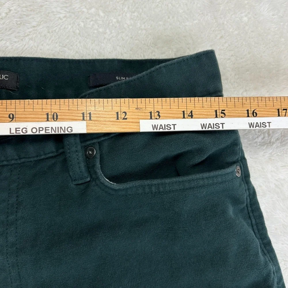 Banana Republic Brushed Pants Mens 31x30 Emerald Green Mid‎ Rise Slim Fit Casual